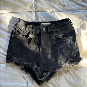 Zara Black Jean Shorts High-Waisted Distressed